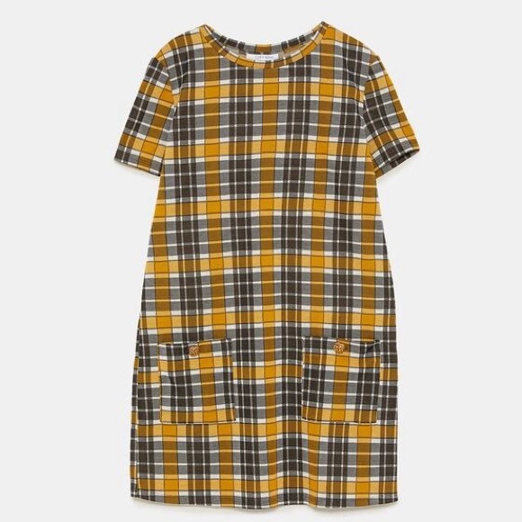 Zara Trafaluc Yellow & Black Plaid Mini Dress 💕 - Picture 7 of 8